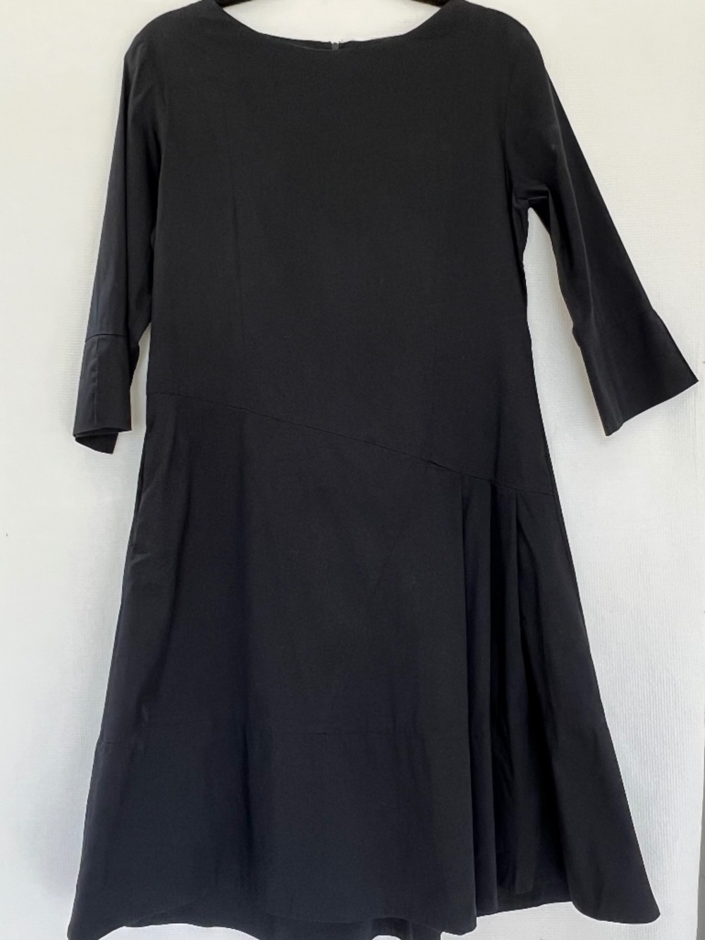 Etna Maar Croatia Avant Garde Pleat Cocoon Dress Black Lagenlook Cotton M